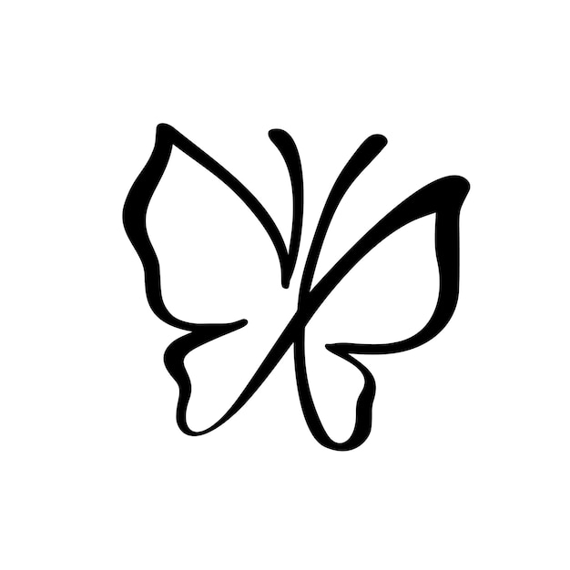 Handgezeichnetes Kalligrafie-Logo des Schmetterlings Schönheit kosmetisches Konzept Vektorelement Ökologie