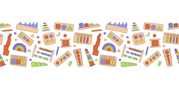 Handgezeichnetes kinderspielzeug für montessori-spiele