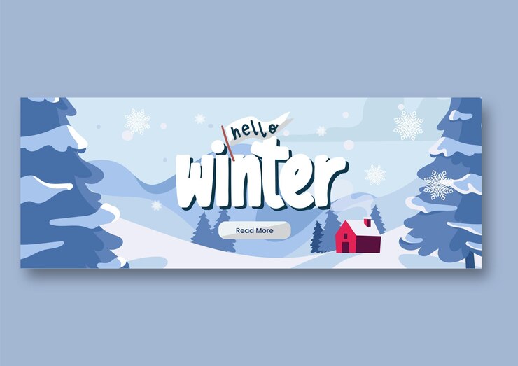 Vektor handgezeichnetes kreatives winterschlussverkaufs-social-cover und web-banner-design