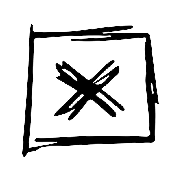 Vektor handgezeichnetes kreuzzeichen illustration marker falsches zeichen clipart tinte scribble kontrollkästchen einzelelement