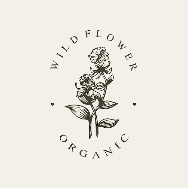 Handgezeichnetes Logo Bio Wildblumen