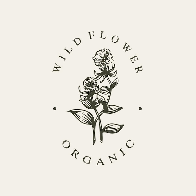 Handgezeichnetes logo bio wildblumen