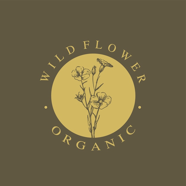 Handgezeichnetes Logo Bio Wildblumen