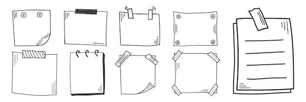 Handgezeichnetes Memo-Papierblatt-Symbol in flachem Stil Doodle-Sketch-Vektor-Illustration auf isoliertem Hintergrund Doodle Page Sign Geschäftskonzept