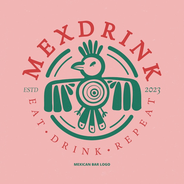 Vektor handgezeichnetes mexikanisches bar-logo