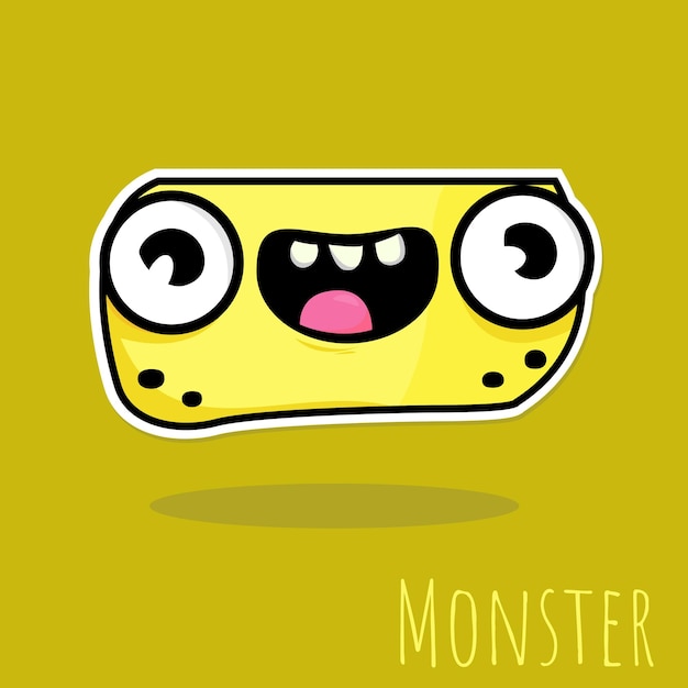 Vektor handgezeichnetes monster doodle gelbe farbe