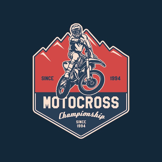 Vektor handgezeichnetes motorcross adventure club-logo-abzeichen