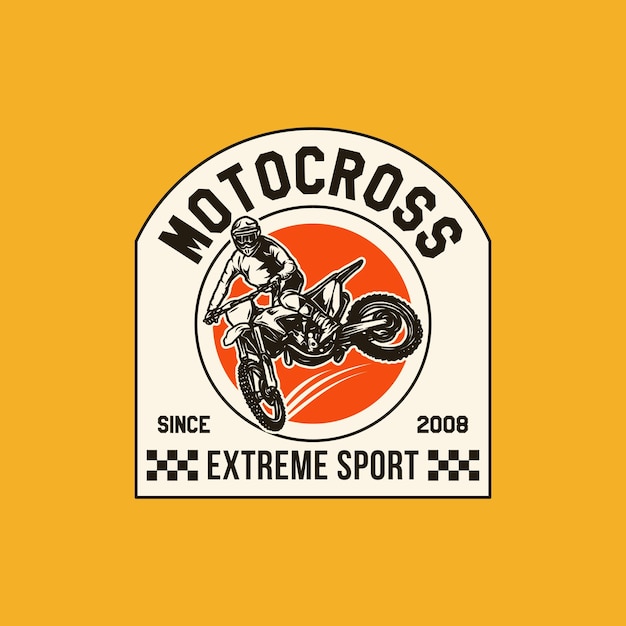 Handgezeichnetes motorcross adventure club-logo-abzeichen