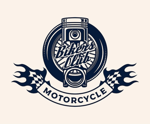 Vektor handgezeichnetes motorrad-club-logo-abzeichen