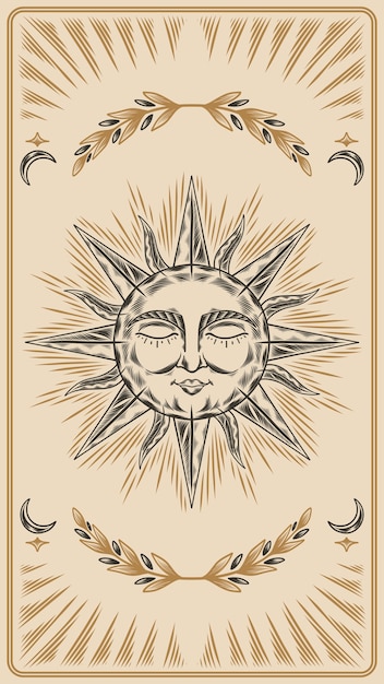 Handgezeichnetes mystisches Tarot-Handy-Wallpaper
