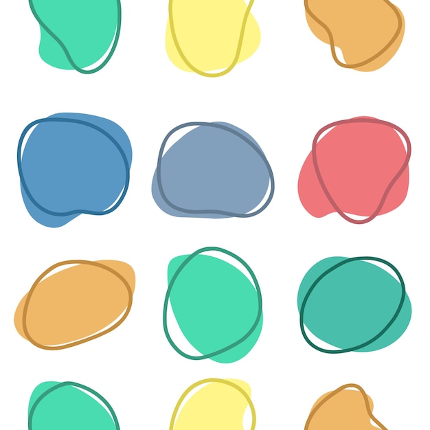Vektor handgezeichnetes nahtloses muster aus farbigen runden abstrakten organischen flecken unregelmäßiger form
