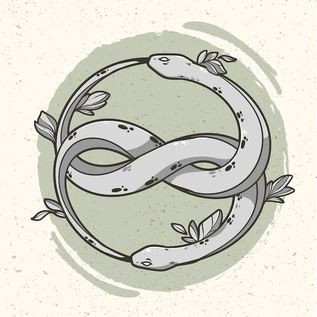 Vektor handgezeichnetes ouroboros-symbol