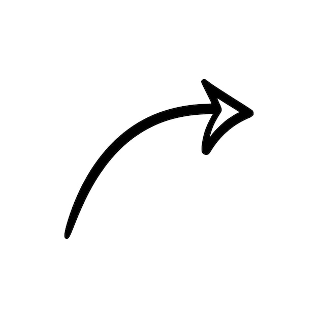Handgezeichnetes Pfeil-Symbol Schwarz Handgezeichneter Pfeil -Symbol auf weißem Hintergrund Vektor-Illustration