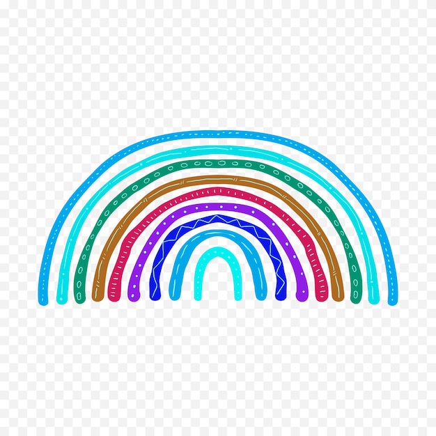 Handgezeichnetes Regenbogenelement Boho-Regenbogen-Handgezeichnetes Bild