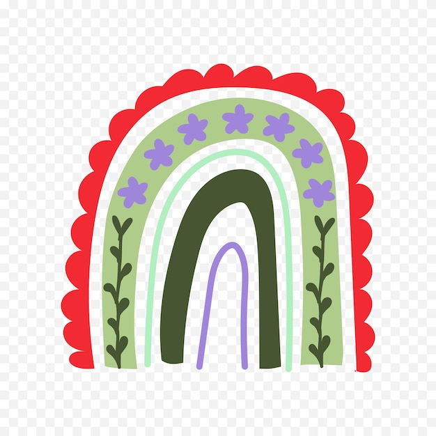Handgezeichnetes Regenbogenelement Boho-Regenbogen-Handgezeichnetes Bild