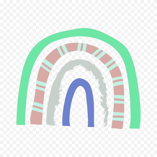 Handgezeichnetes Regenbogenelement Boho-Regenbogen-Handgezeichnetes Bild