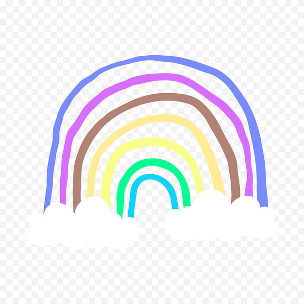Handgezeichnetes Regenbogenelement Boho-Regenbogen-Handgezeichnetes Bild