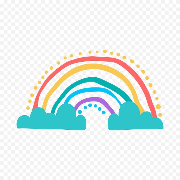 Handgezeichnetes Regenbogenelement Boho-Regenbogen-Handgezeichnetes Bild