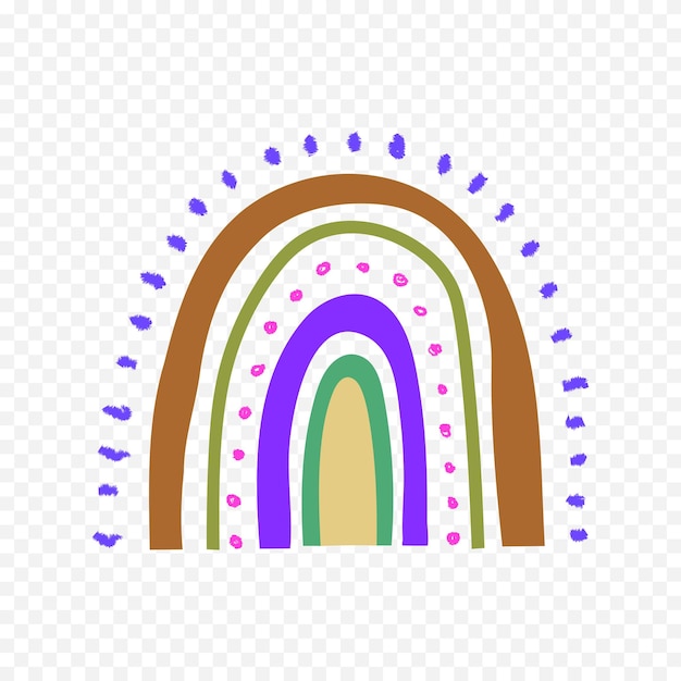 Handgezeichnetes Regenbogenelement Boho-Regenbogen-Handgezeichnetes Bild