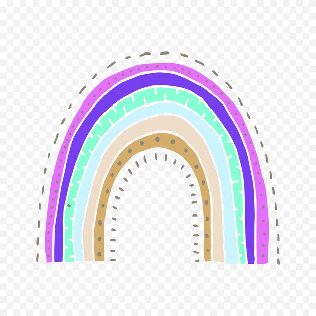 Handgezeichnetes Regenbogenelement Boho-Regenbogen-Handgezeichnetes Bild