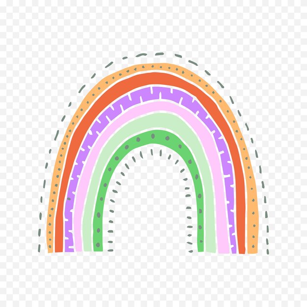 Handgezeichnetes Regenbogenelement Boho-Regenbogen-Handgezeichnetes Bild