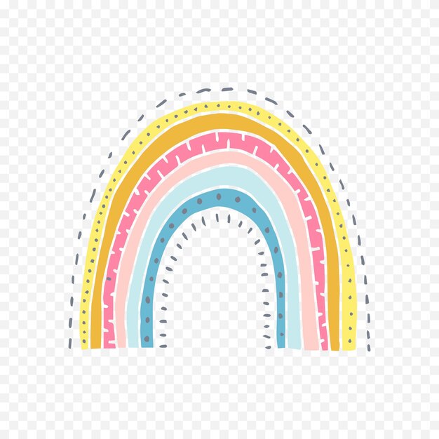 Handgezeichnetes Regenbogenelement Boho-Regenbogen-Handgezeichnetes Bild