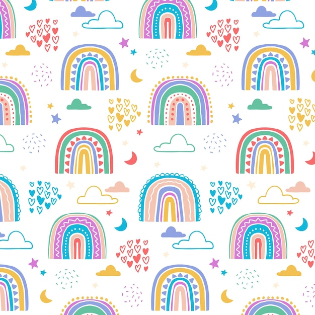 Handgezeichnetes Regenbogenmusterdesign