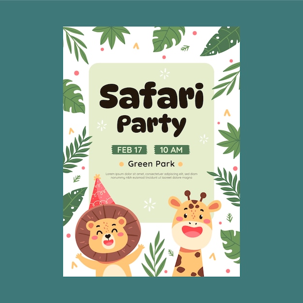 Handgezeichnetes safari-party-poster