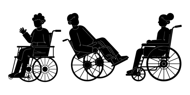 Handgezeichnetes Set für Behinderte und Rollstühle