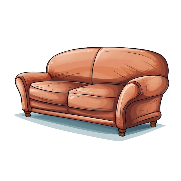 Vektor handgezeichnetes sofa-cartoon-vektor-illustration-clipart mit weißem hintergrund