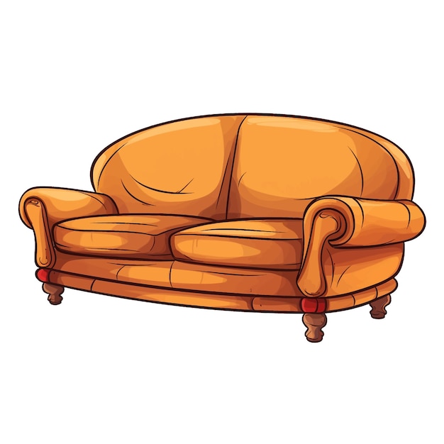 Vektor handgezeichnetes sofa-cartoon-vektor-illustration-clipart mit weißem hintergrund