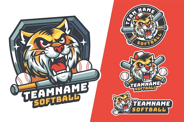 Vektor handgezeichnetes softball-logo-design