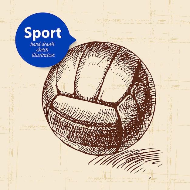 Handgezeichnetes sportobjekt sketch-volleyball-vektorillustration