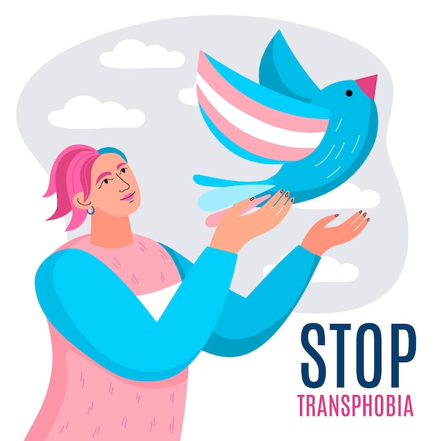 Handgezeichnetes Stop-Transphobie-Konzept