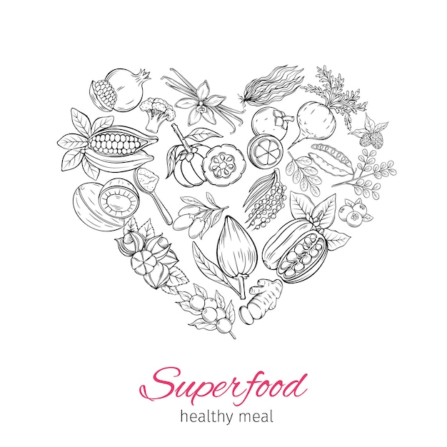 Handgezeichnetes superfood