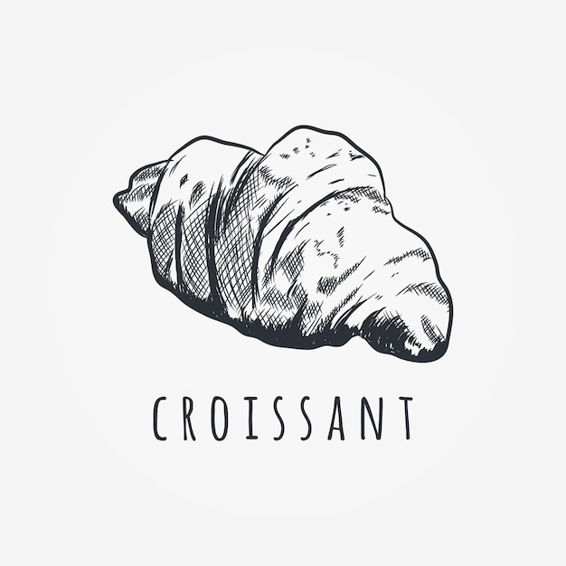 Vektor handgezeichnetes symbol croissant gebackenes gebäck isoliert