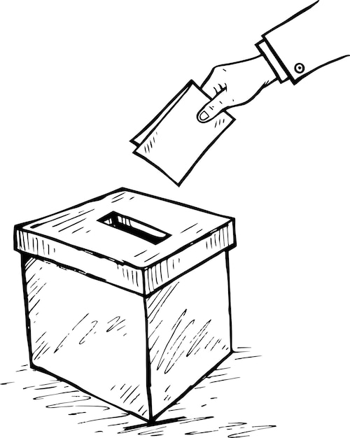 Handgezeichnetes symbol der stimmzettel wahl abstimmungskonzept einfaches liniendesign für die website vektor