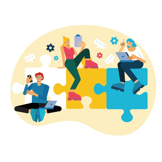 Handgezeichnetes Teamwork-Konzept