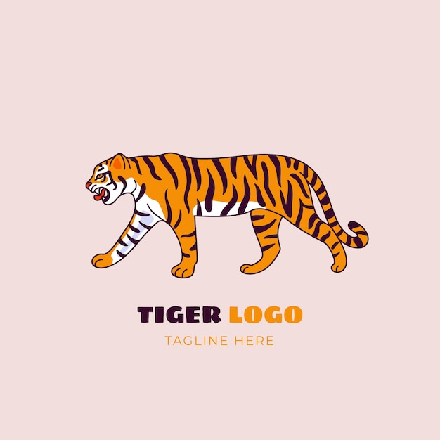 Vektor handgezeichnetes tiger-logo-design