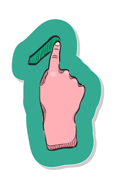 Vektor handgezeichnetes touchpad-fingergesten-symbol in aufkleber-stil-vektorillustration