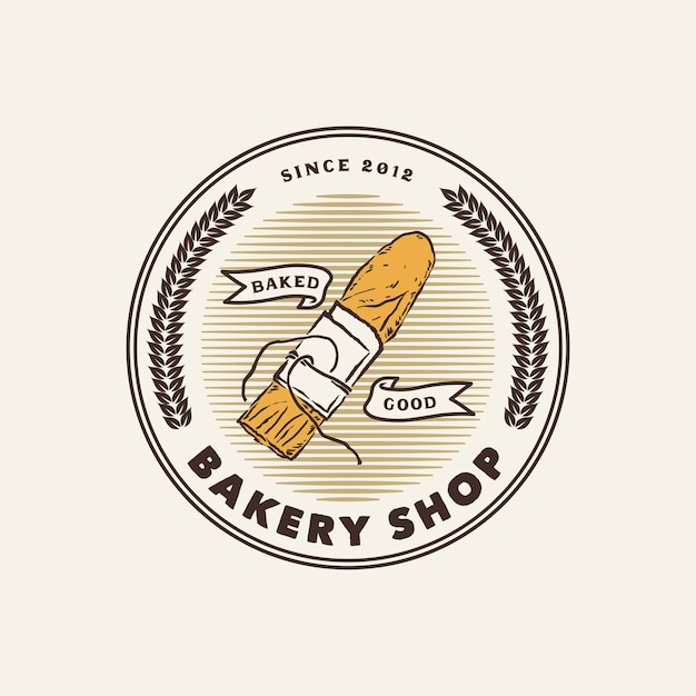 Handgezeichnetes Vintage-Bäckerei-Logo-Etikett