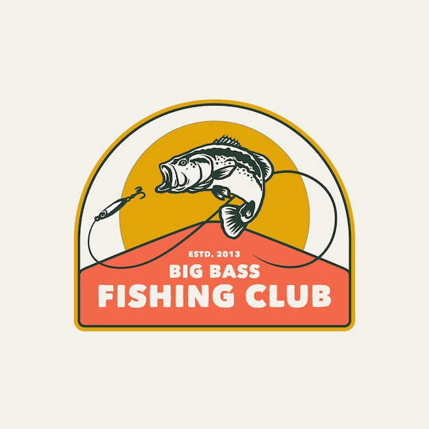 Handgezeichnetes vintage-fishing club-logo-label