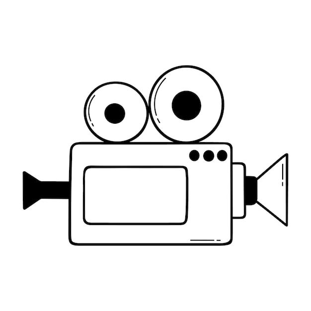 Handgezeichnetes vintage-videokamera-doodle cinema-element im sketch-stil