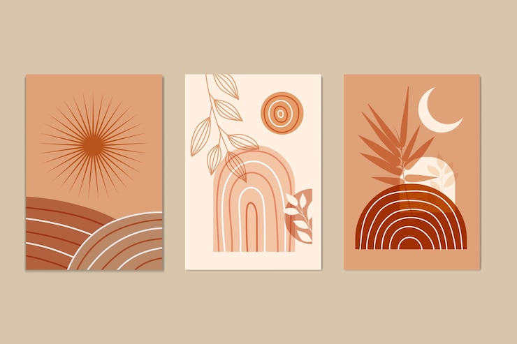 Vektor handgezeichnetes wandkunstplakat abstrakte minimale dekorative illustration