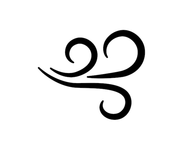 Handgezeichnetes wind-luftstrom-symbol symbol für freien atem frischluftstrom-zeichen gekritzel-windschlag-symbole wettersymbol klima-designelement vektorillustration isoliert auf weißem hintergrund