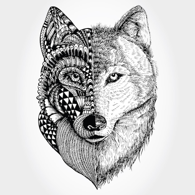 Handgezeichnetes wolfsgekritzel