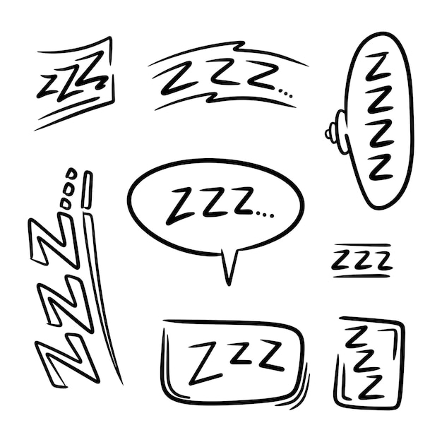 Vektor handgezeichnetes zzz-symbol für schlafenden doodle-illustrationsvektor