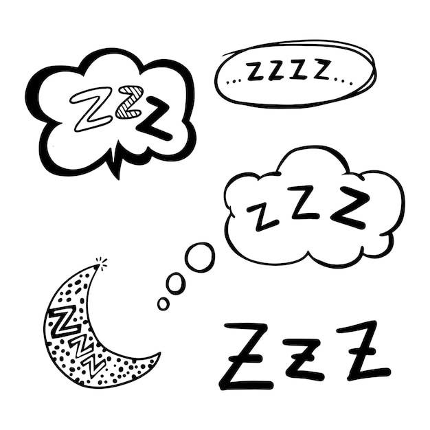 Vektor handgezeichnetes zzz- und zzzz-symbol für schlafenden doodle-illustrationsvektor