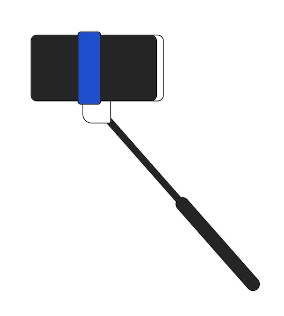 Vektor handheld-selfie-stick mit isoliertem vektorobjekt in flacher linienfarbe des telefons