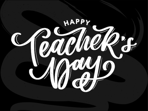 Handlettering happy teacher's day vector illustration große weihnachtsgeschenkkarte für den tag des lehrers